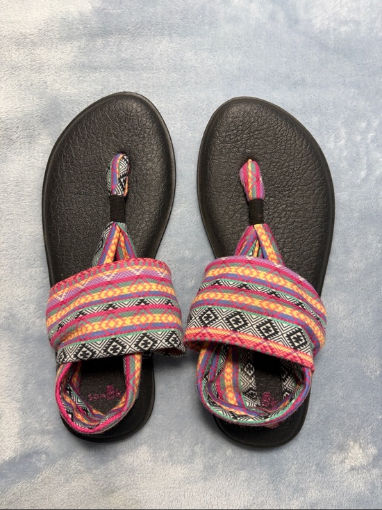 Sanuk Shoes - Sanuk Women's Black Yoga Sling 2 Sandals with Aztec Print Fabric Straps